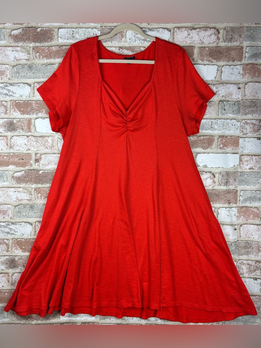 Torrid Beautiful Orange Coral Ribbed Side Pockets Women's Skater Dress 3X Plus